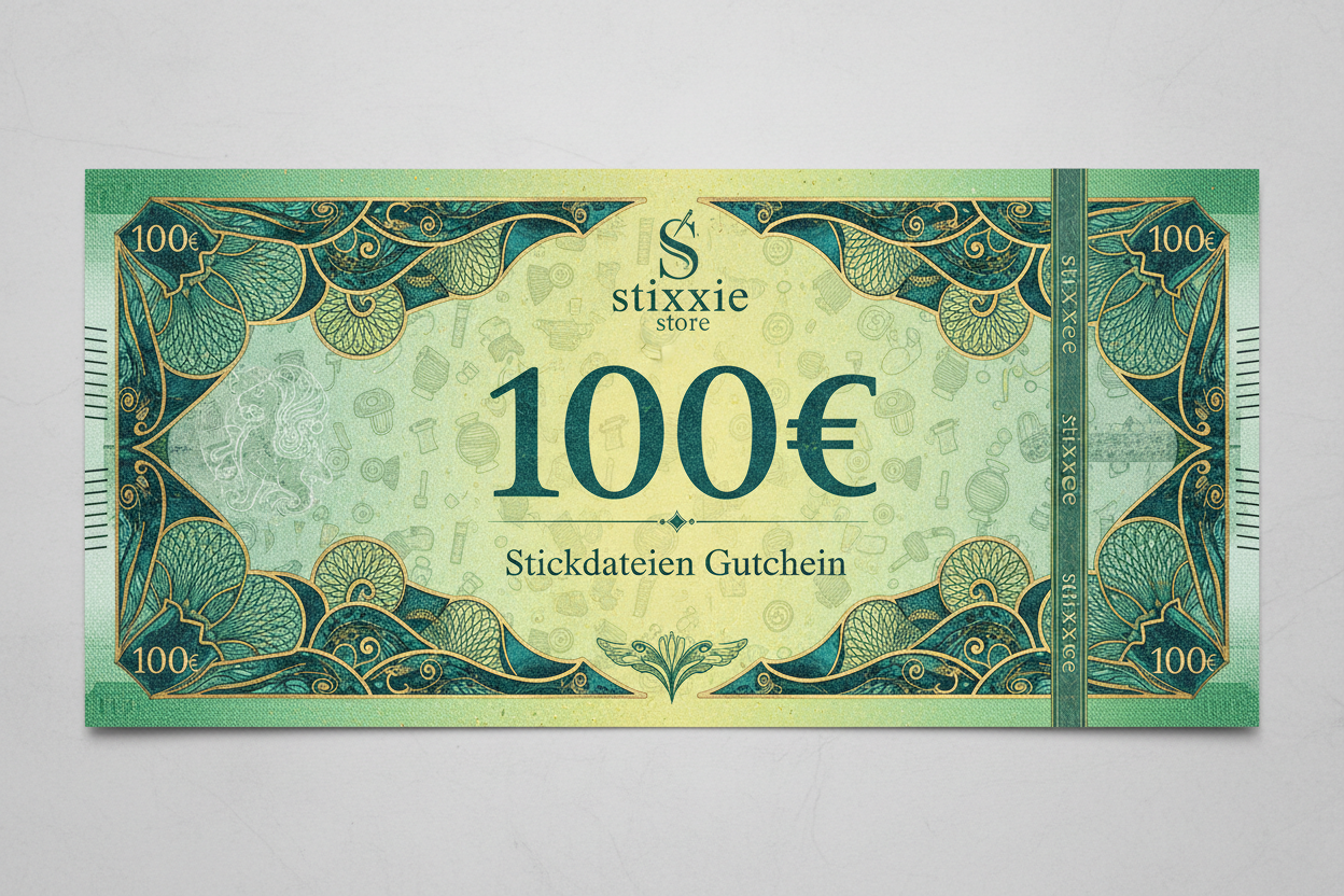 100 Euro Geschenkgutschein für Stickdateien von stiXXie