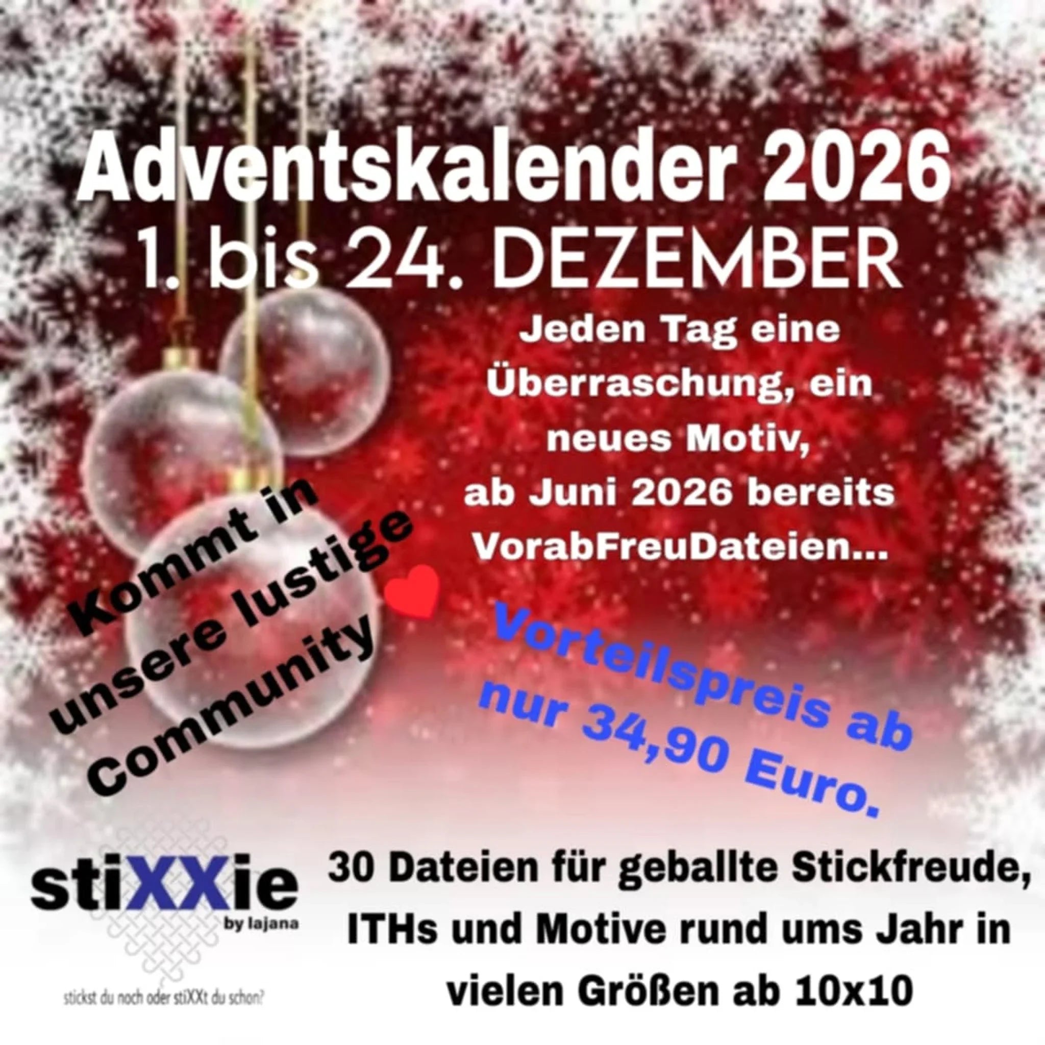 Stickdateien Adventskalender 2026 – Exklusive Überraschungen
