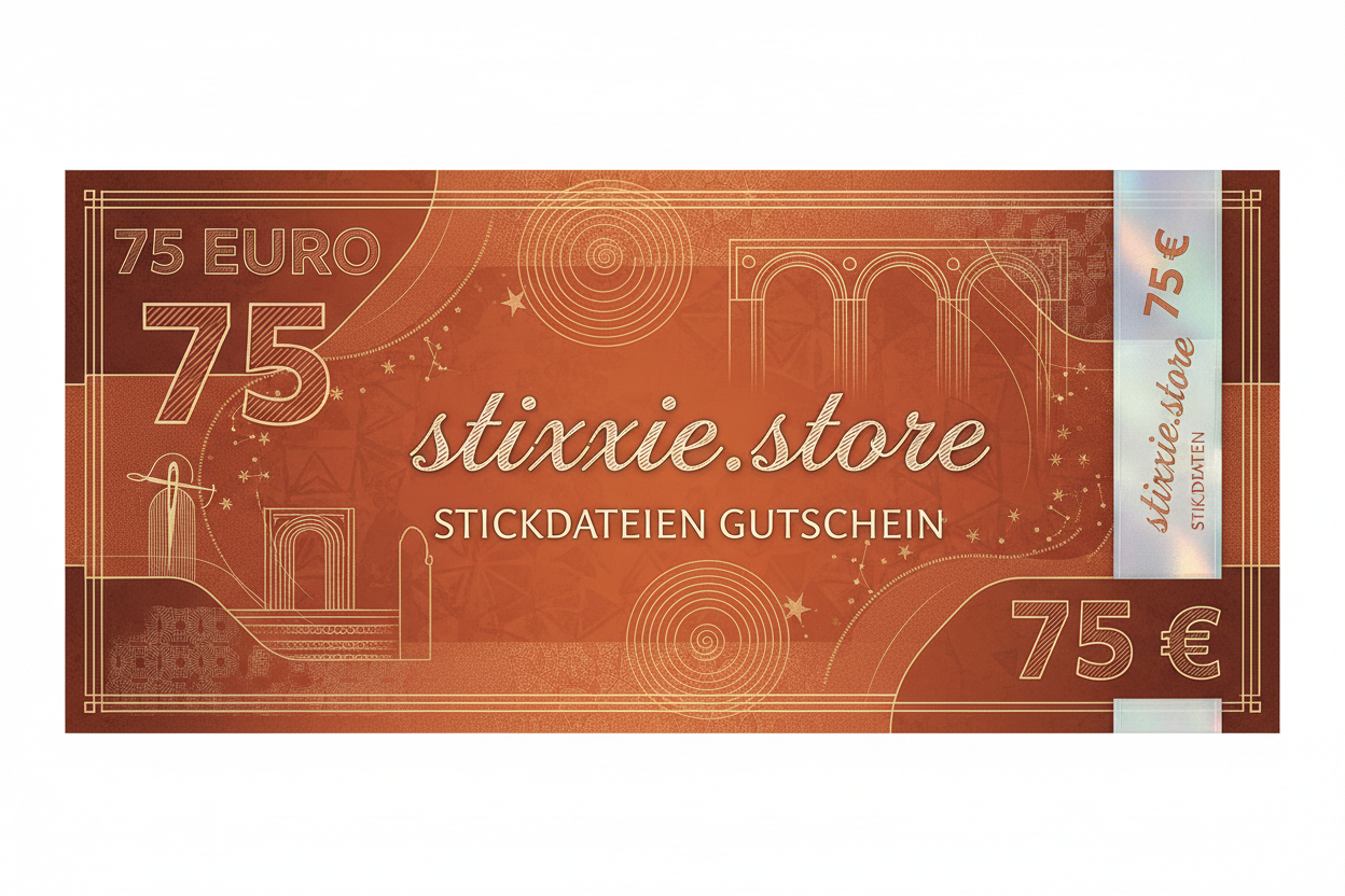 75 Euro Geschenkgutschein für Stickdateien von stiXXie