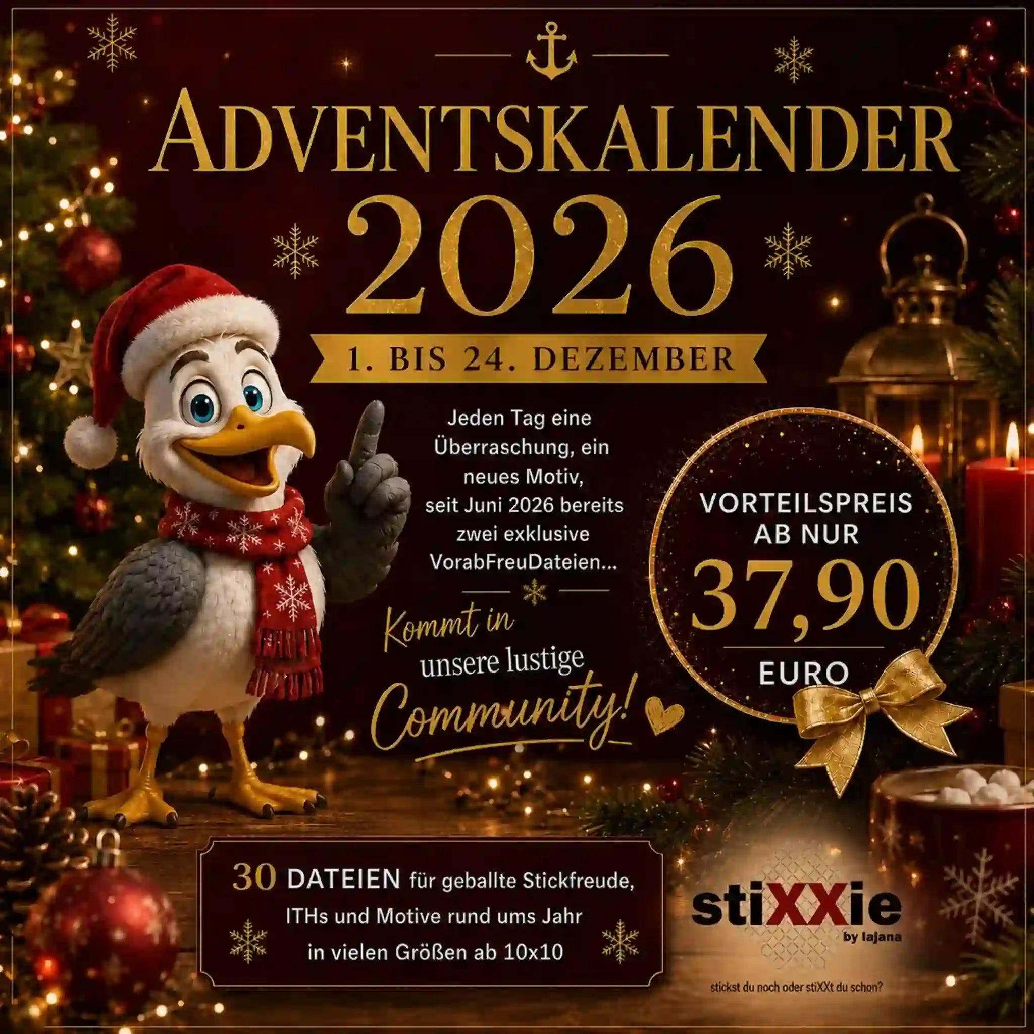Stickdateien Adventskalender 2026 – Exklusive Überraschungen