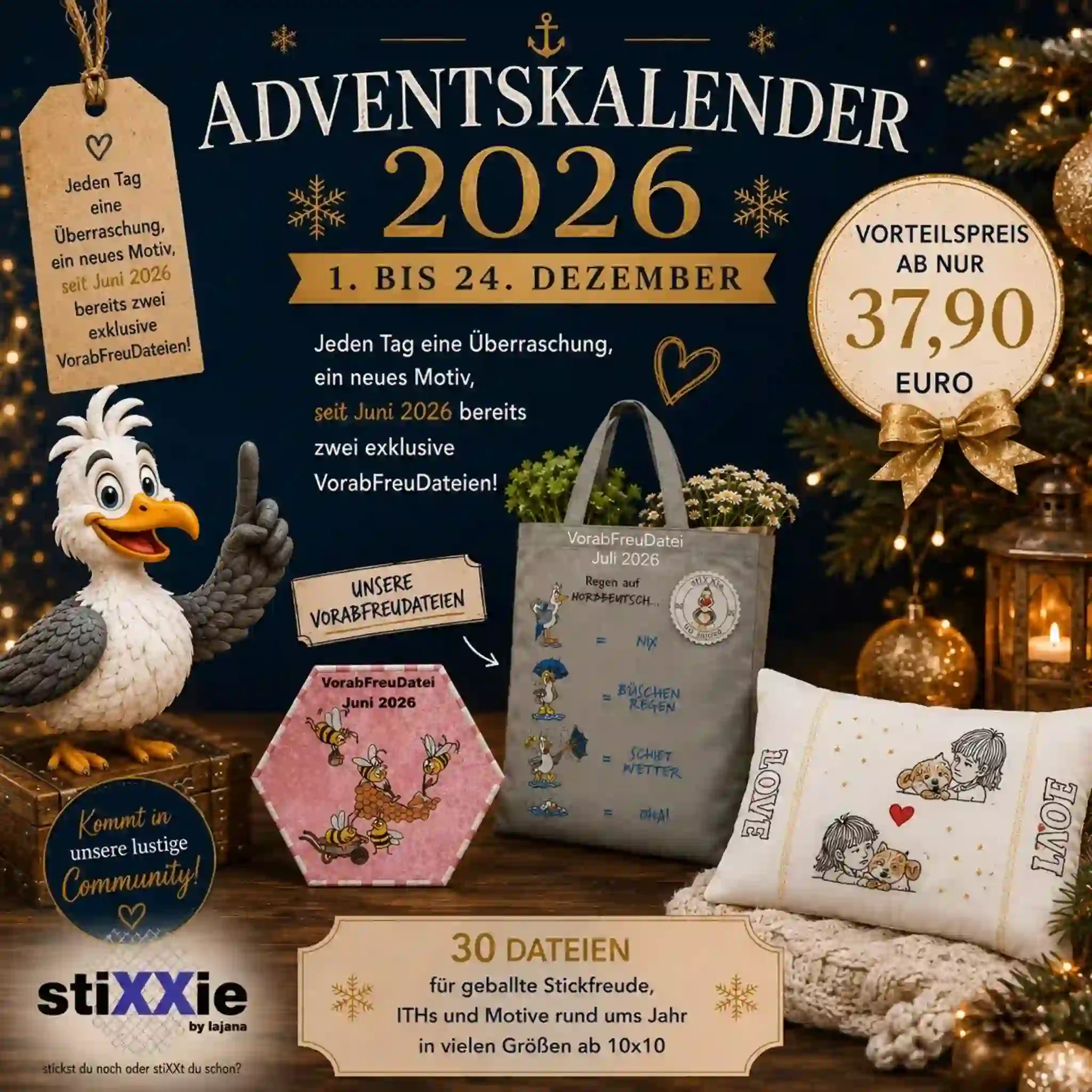 Stickdateien Adventskalender 2026 – Exklusive Überraschungen