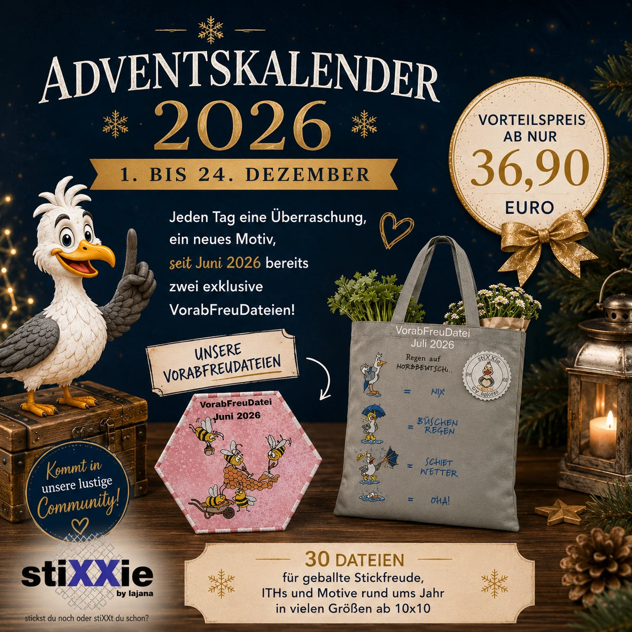 Stickdateien Adventskalender 2026 – Exklusive Überraschungen