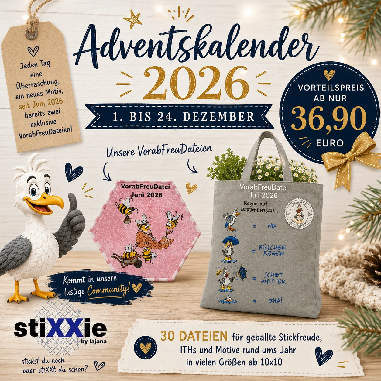 Stickdateien Adventskalender 2026 – Exklusive Überraschungen