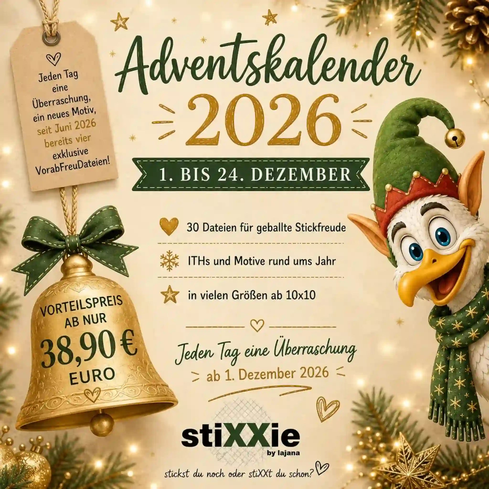 Stickdateien Adventskalender 2026 – Exklusive Überraschungen