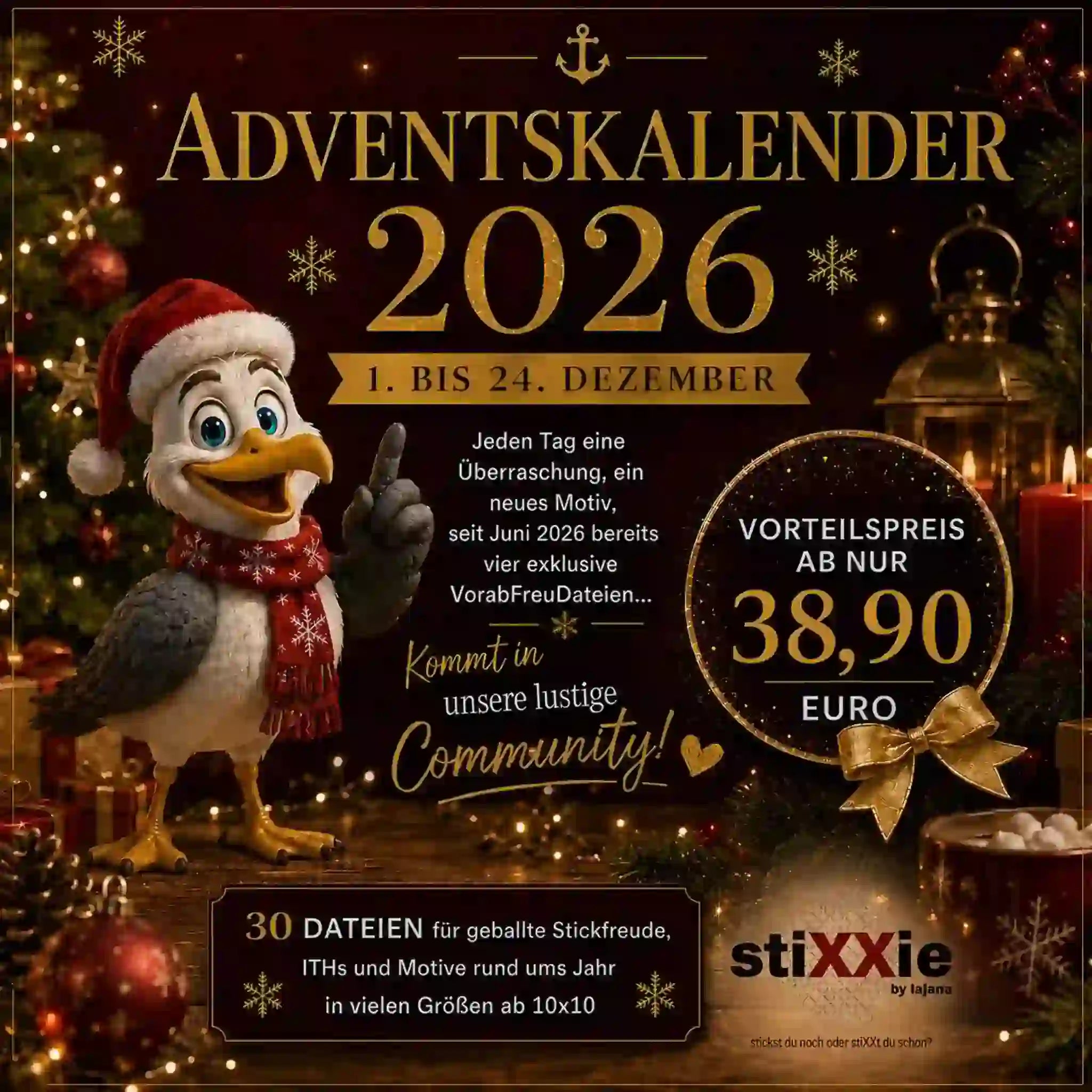Stickdateien Adventskalender 2026 – Exklusive Überraschungen