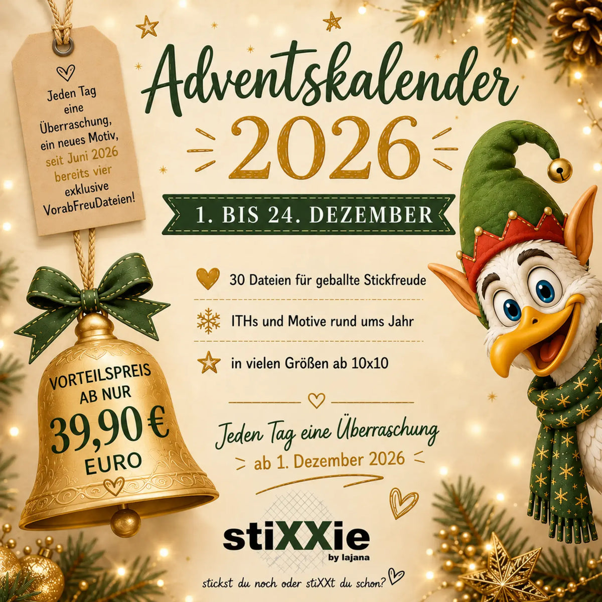 Stickdateien Adventskalender 2026 – Exklusive Überraschungen