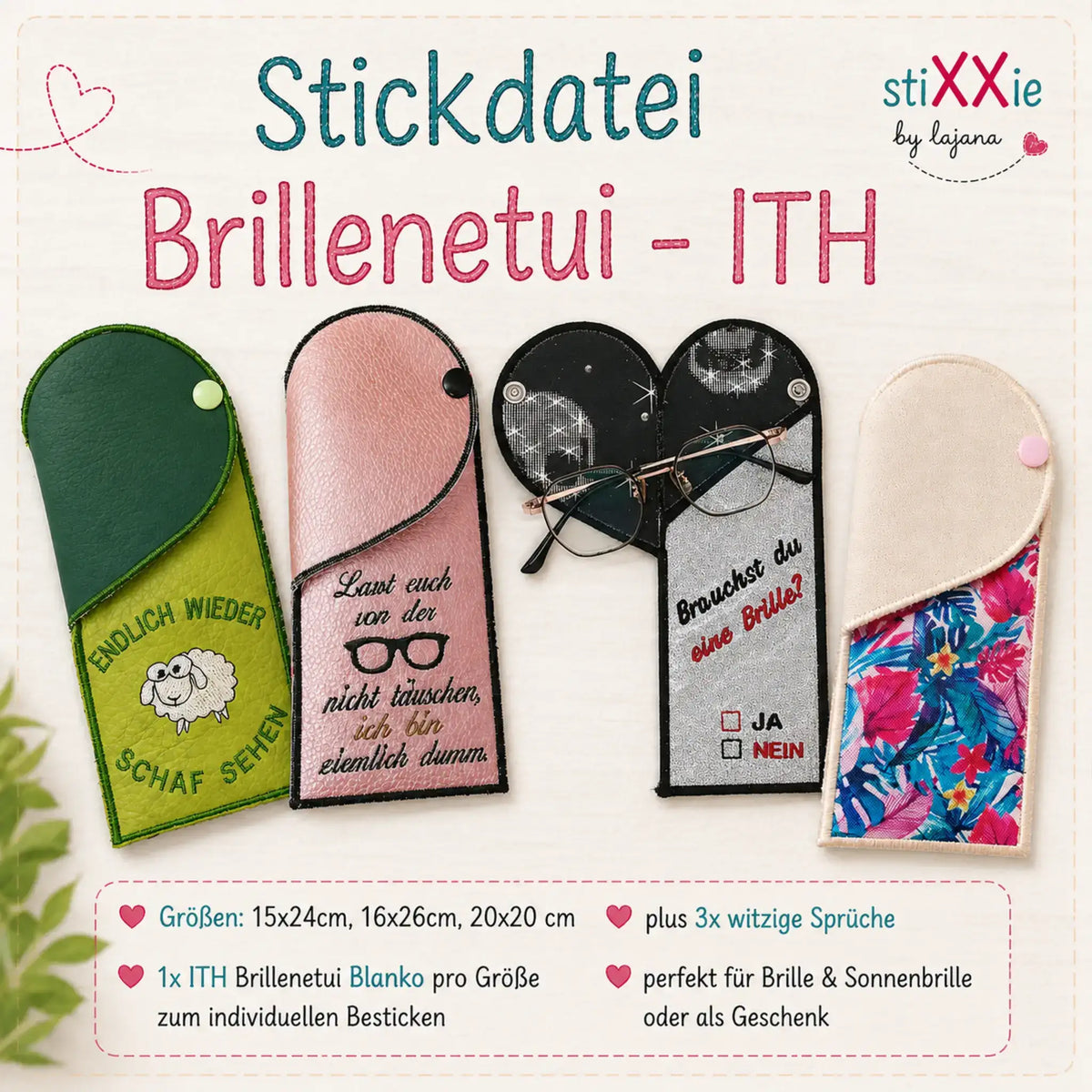 ITH Stickdatei Brillenetui – Brillentasche sticken