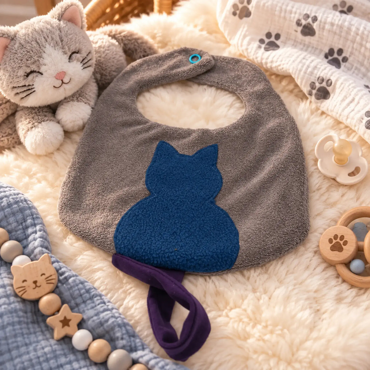 ITH Stickdatei Latz Druckknopf Katze