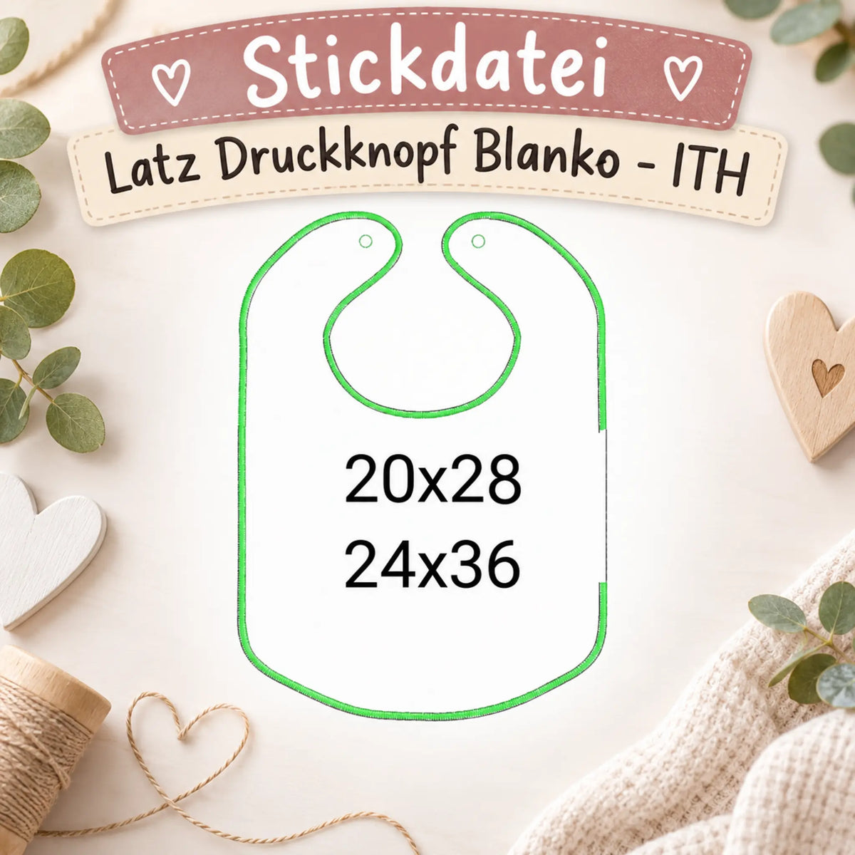 ITH Stickdatei Latz Druckknopf Blanko