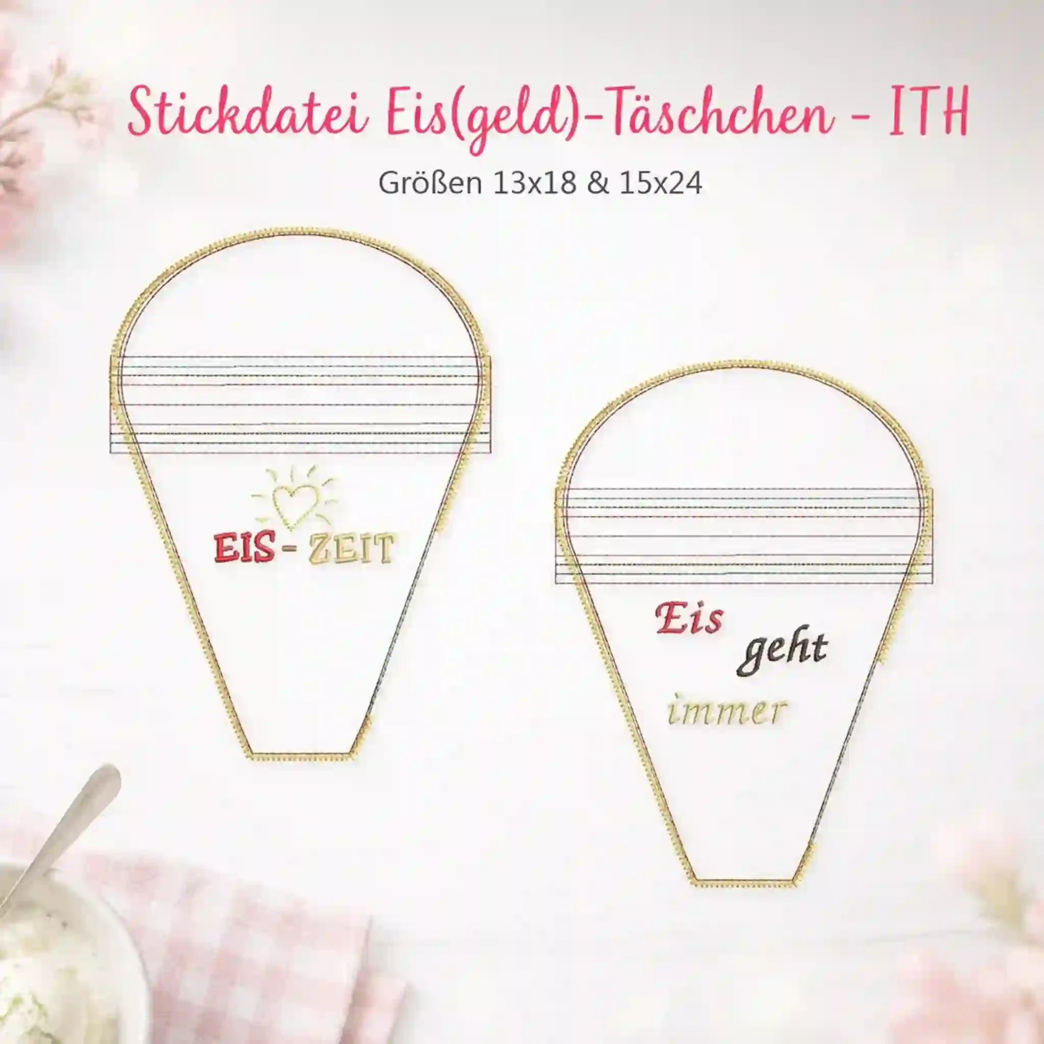ITH Stickdatei Eis(geld)-Täschchen