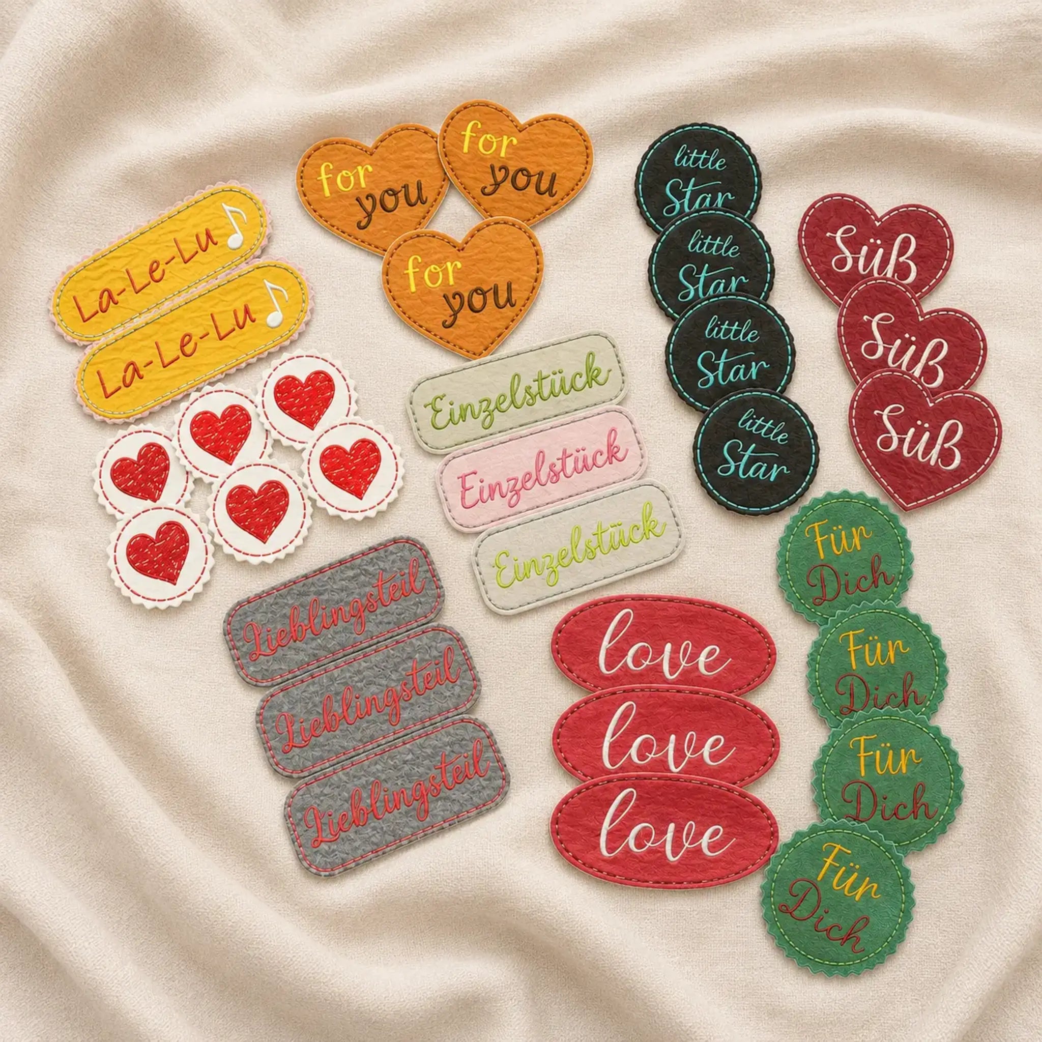 ITH Stickdatei Etiketten-Set 10x10 🏷️ – 11 Motive als Mehrfachstick ✨