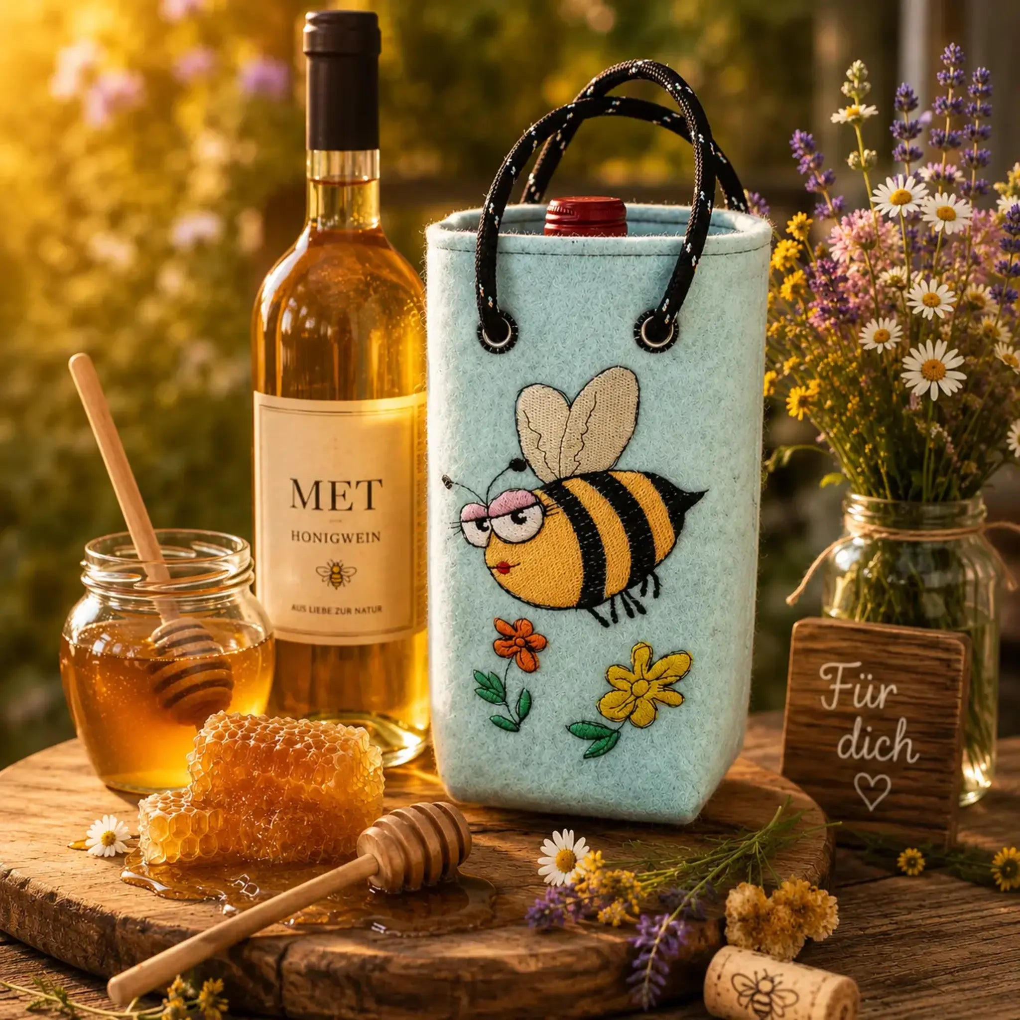 ITH Stickdatei Tasche Filz Flaschentaschen