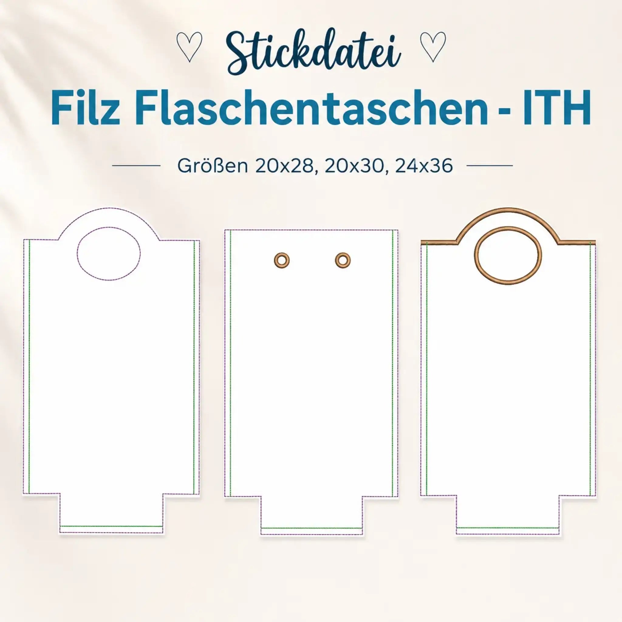 ITH Stickdatei Tasche Filz Flaschentaschen