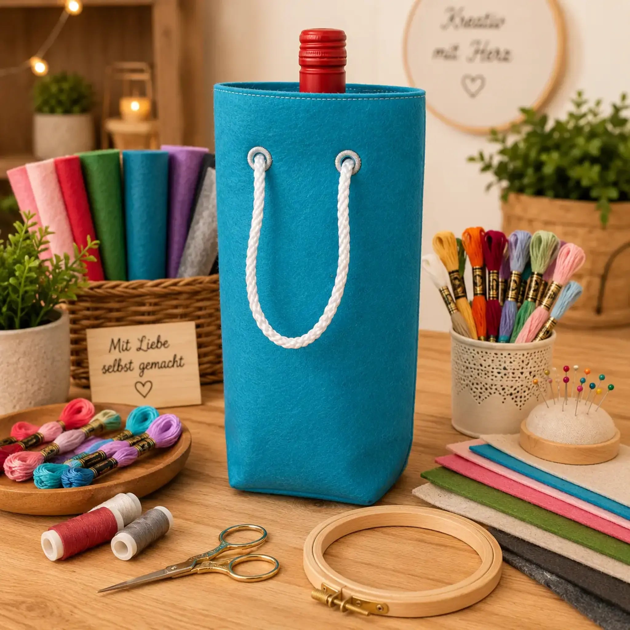 ITH Stickdatei Tasche Filz Flaschentaschen