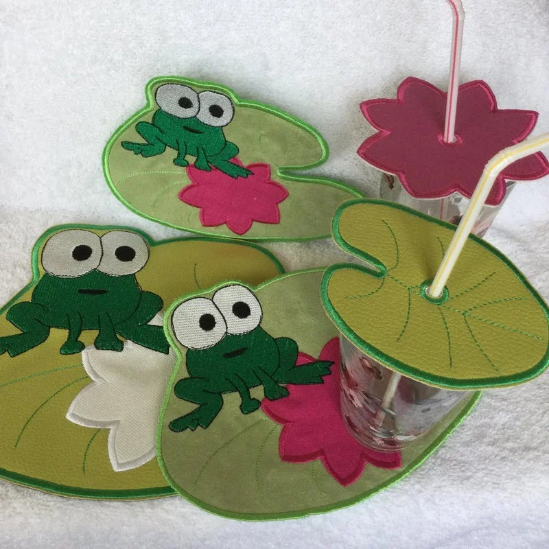 ITH Stickdatei Frosch MugRug und Glasabdecker - Untersetzer von stiXXie by lajana