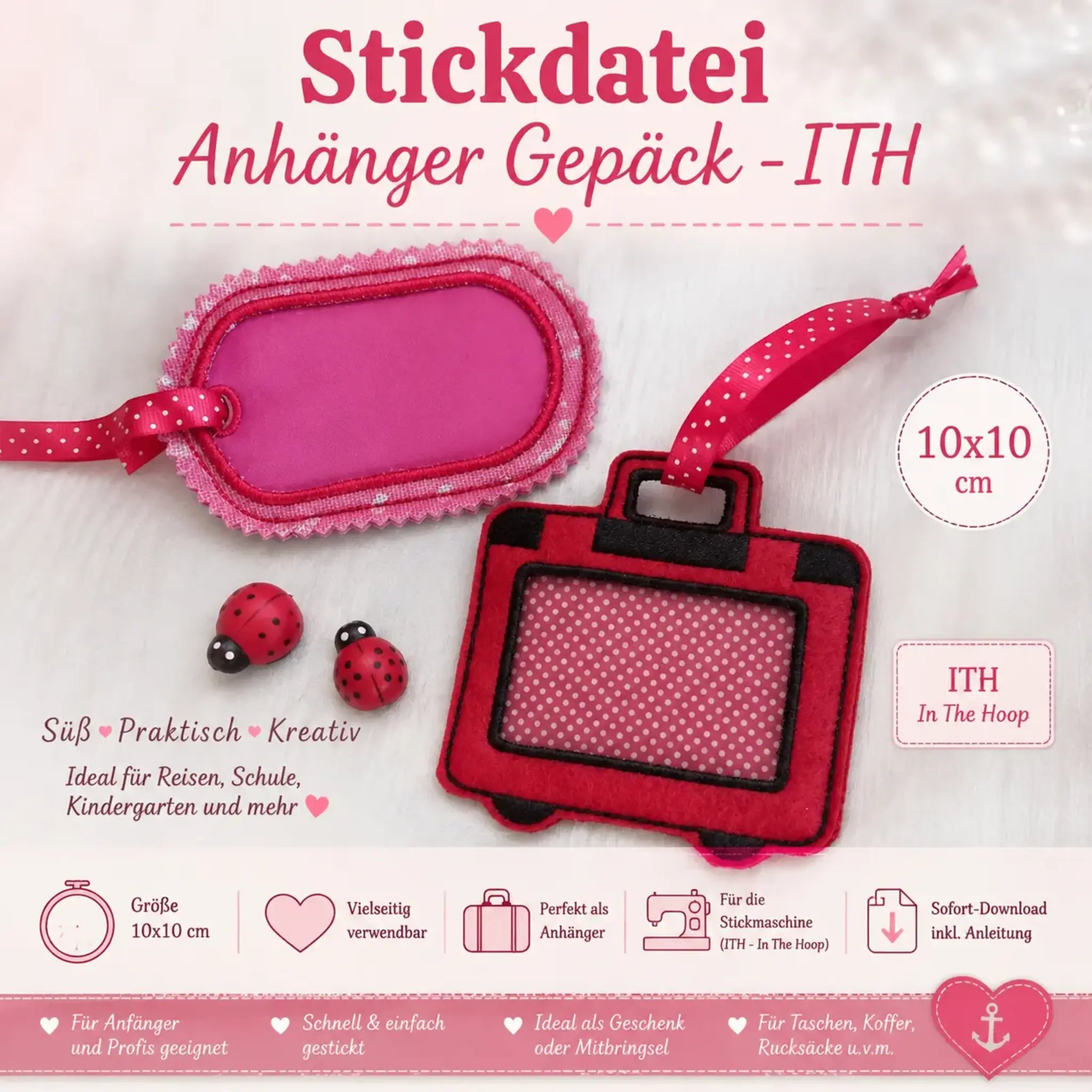 ITH Stickdatei Anhänger Gepäck