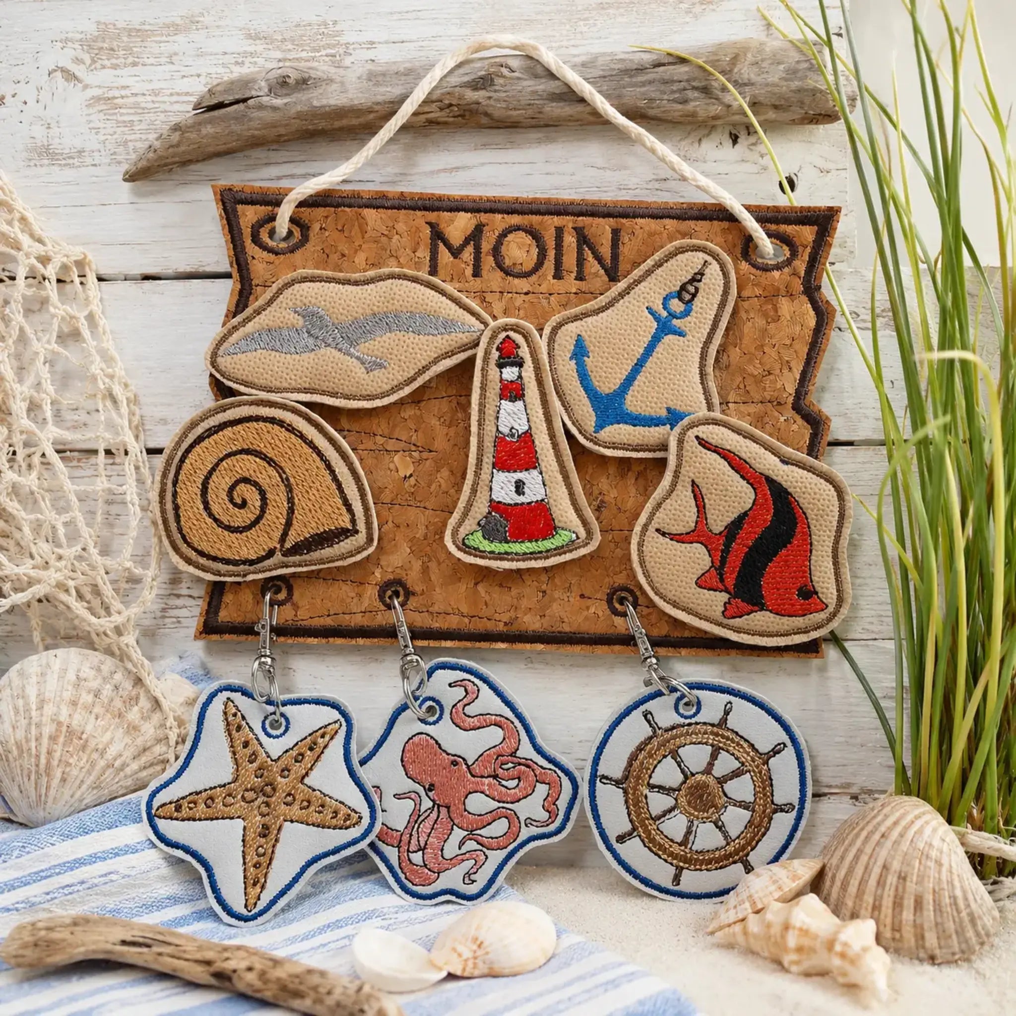 ITH Stickdatei Kranz und Schild Maritim