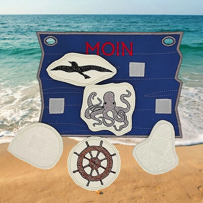 ITH Stickdatei Kranz und Schild Maritim