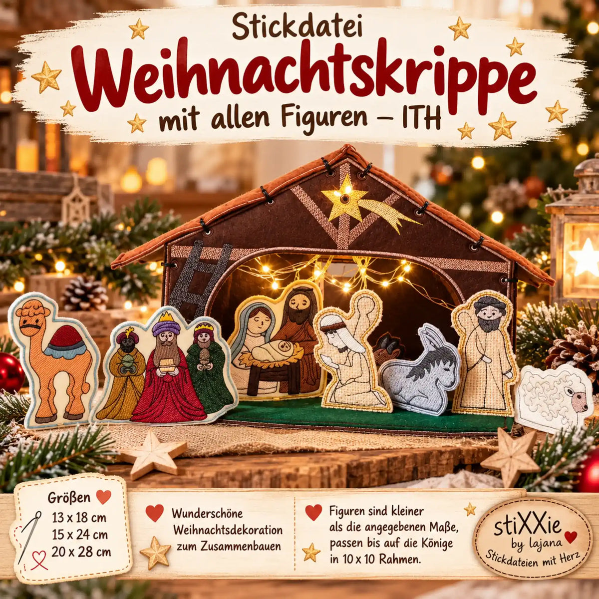 ITH Stickdatei Weihnachtskrippe mit allen Figuren
