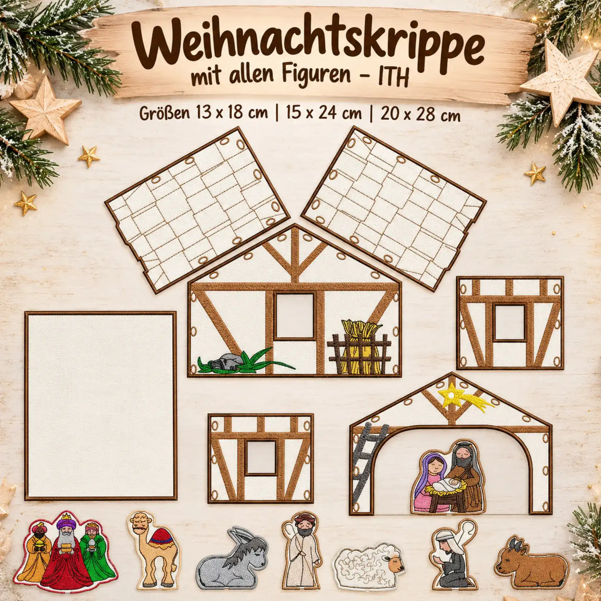 ITH Stickdatei Weihnachtskrippe mit allen Figuren