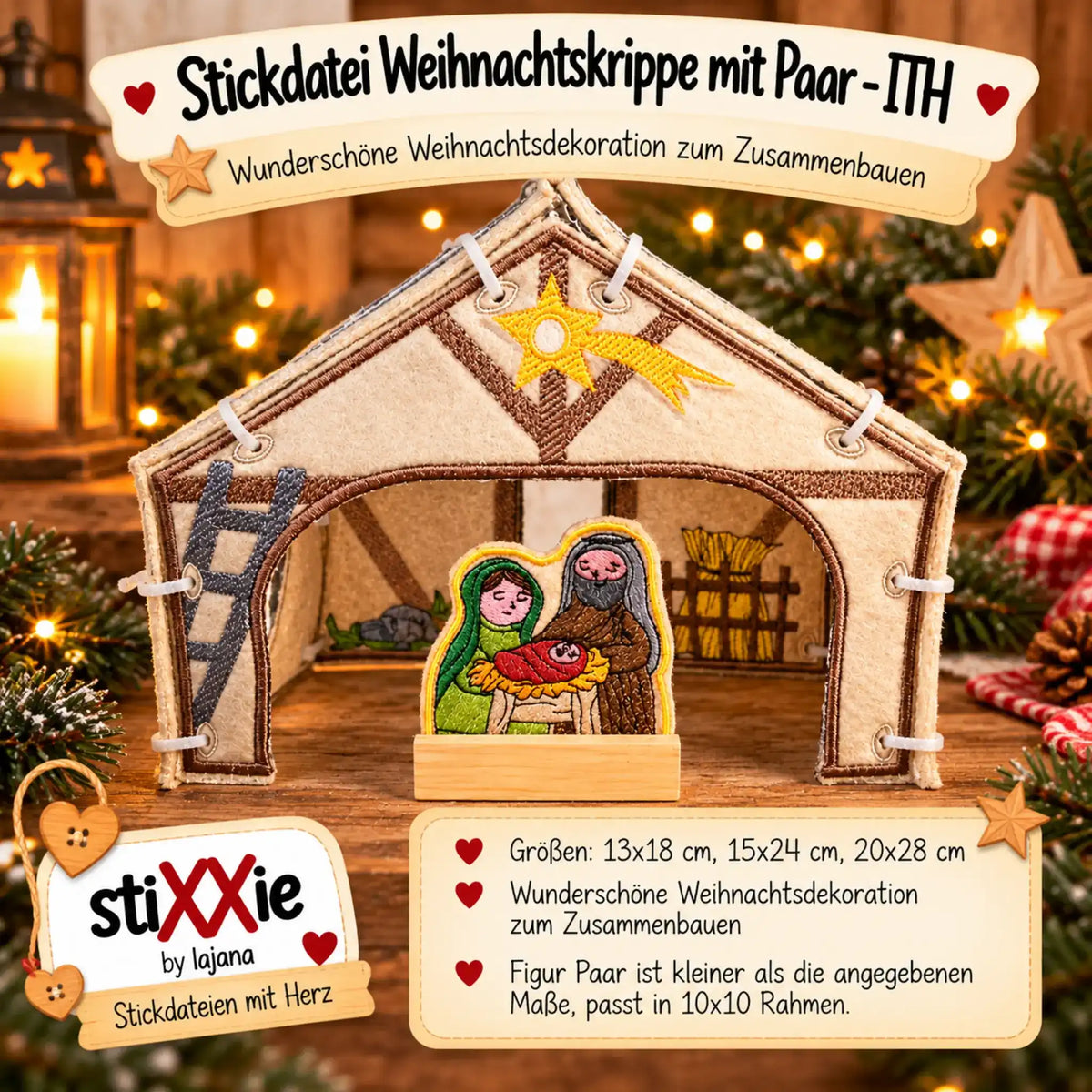 ITH Stickdatei Weihnachtskrippe mit Paar