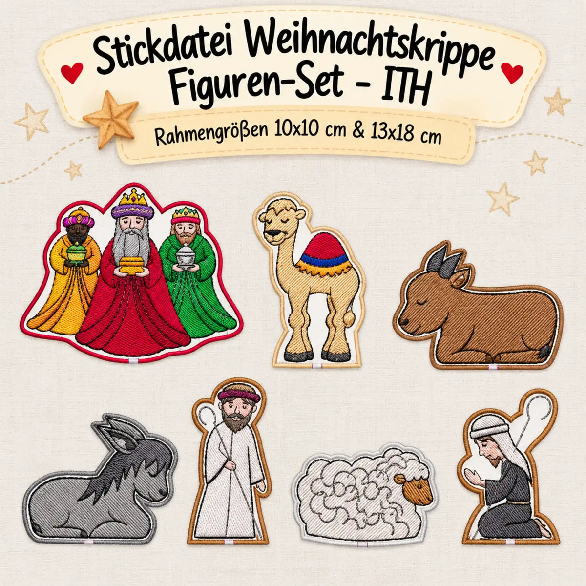 ITH Stickdatei Weihnachtskrippe Figuren-Set