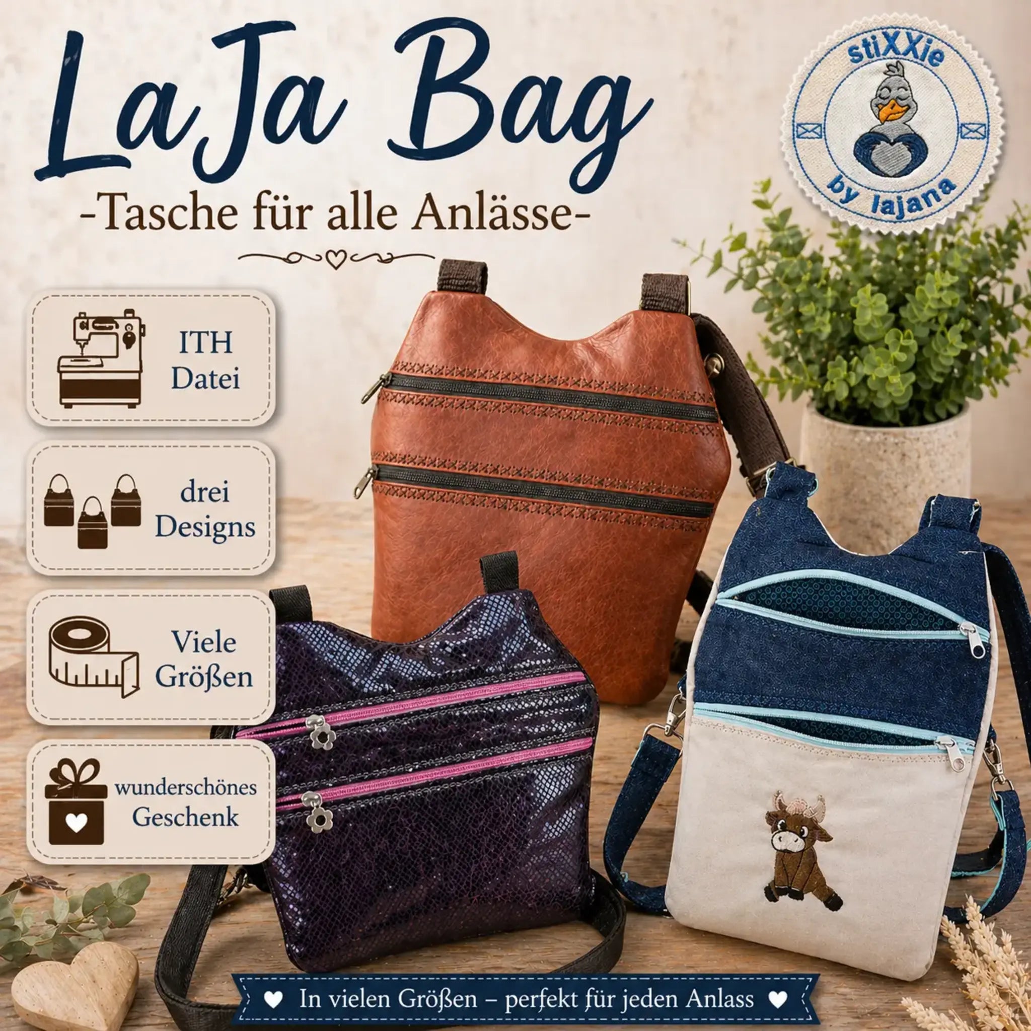 ITH Stickdatei Tasche LaJaBag Pakete ✨