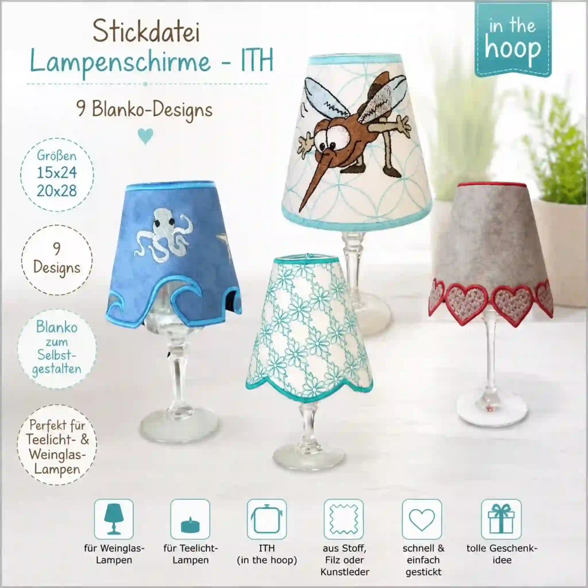 ITH Stickdatei Lampenschirme
