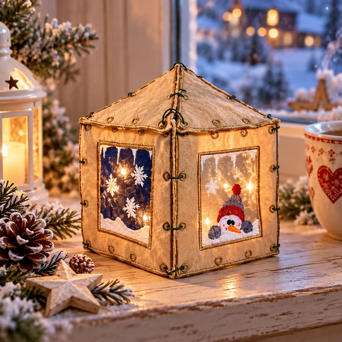 ITH Stickdatei Laterne Winter und Blanko