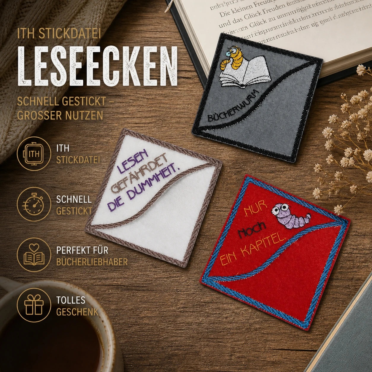 ITH Stickdatei Leseecken