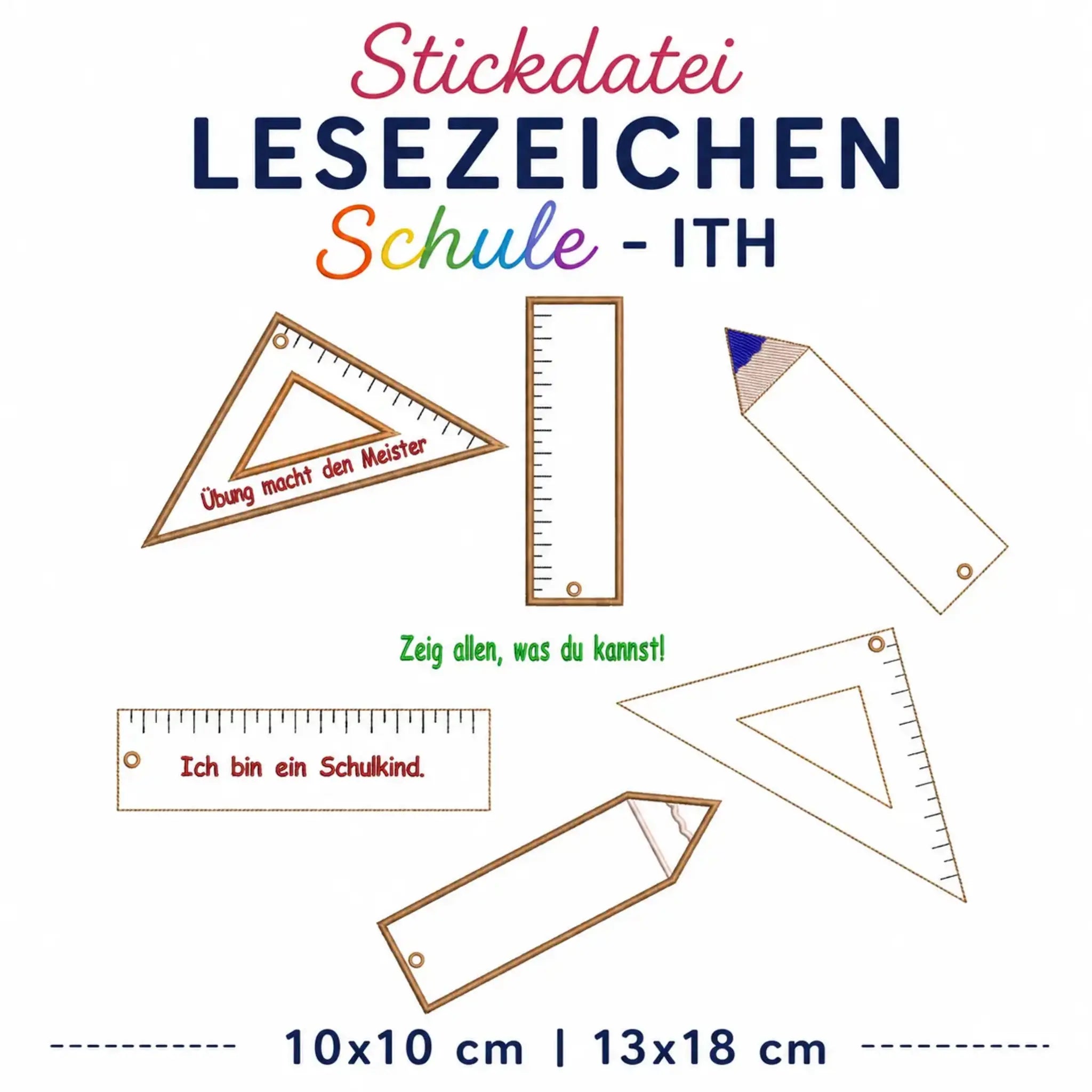 ITH Stickdatei Lesezeichen Schule – Einschulung & Schulanfang