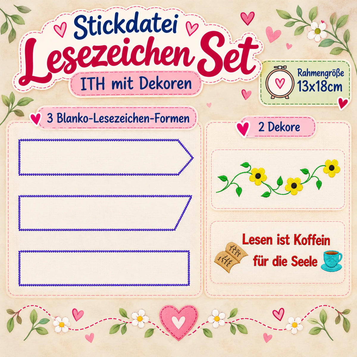 ITH Stickdatei Lesezeichen