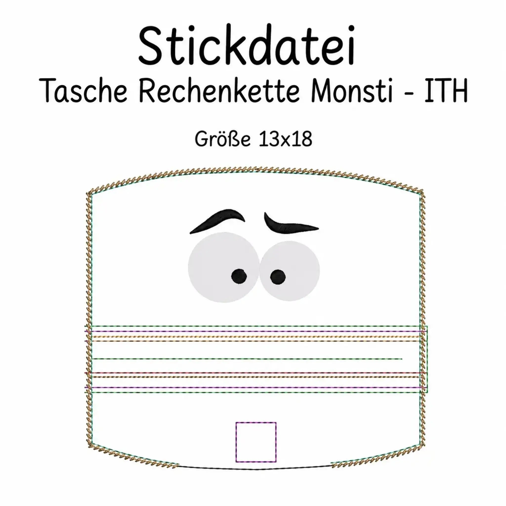 ITH Stickdatei Tasche Rechenkette Monsti