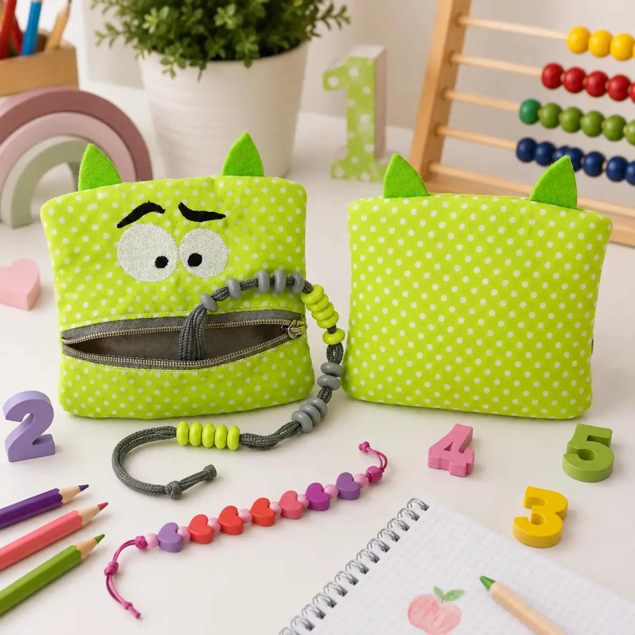 ITH Stickdatei Tasche Rechenkette Monsti