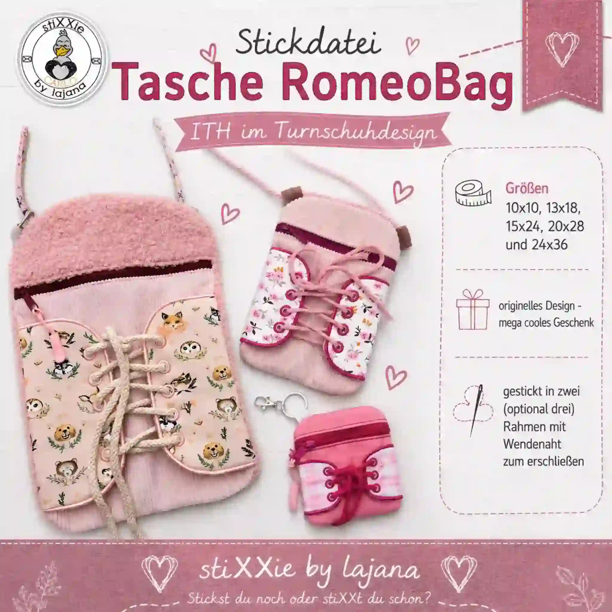 ITH Stickdatei Tasche RomeoBag - im Turnschuh-Design