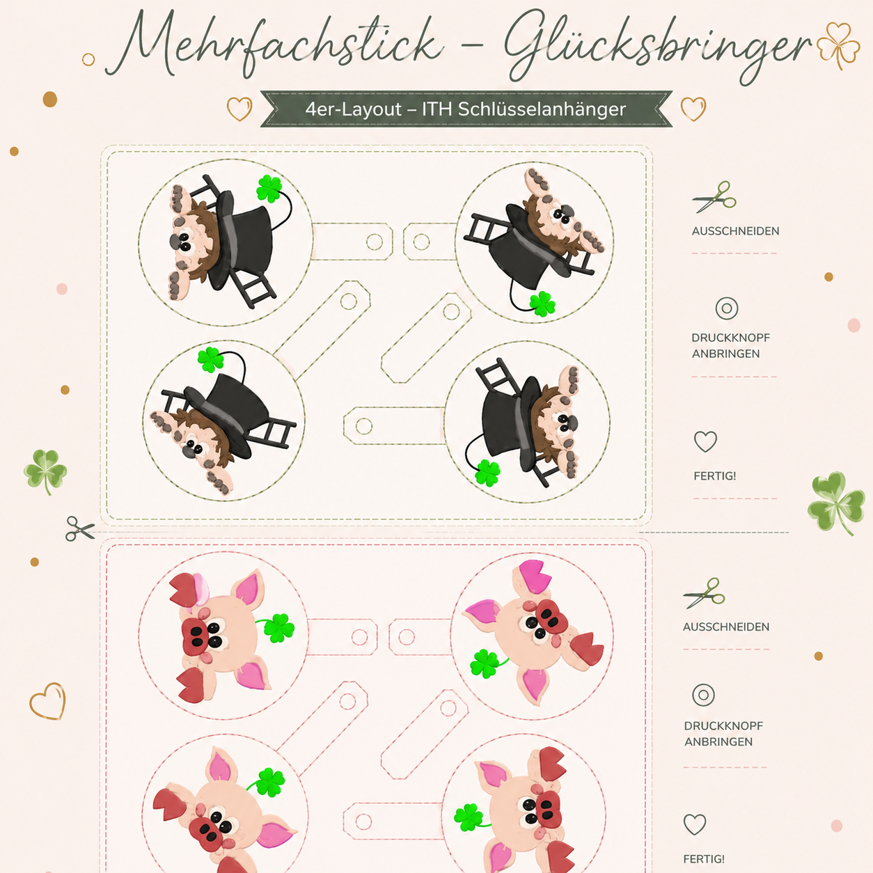 ITH Stickdatei Schlüsselanhänger Silvester