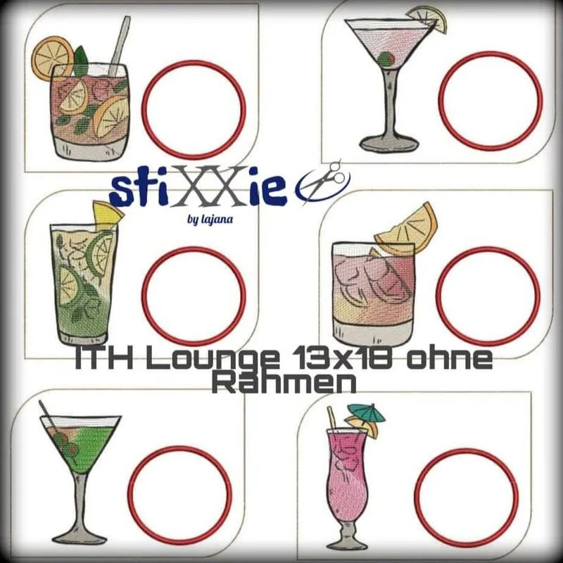 ITH Stickdatei Set Gläserlounge Cocktails und Solos von stiXXie by lajana