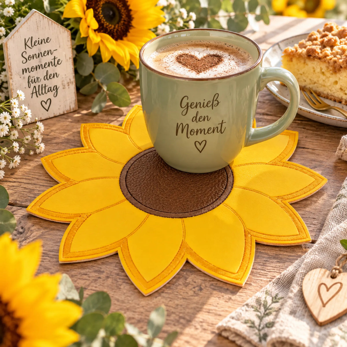 ITH Stickdatei Sonnenblume Untersetzer und AnhÀnger