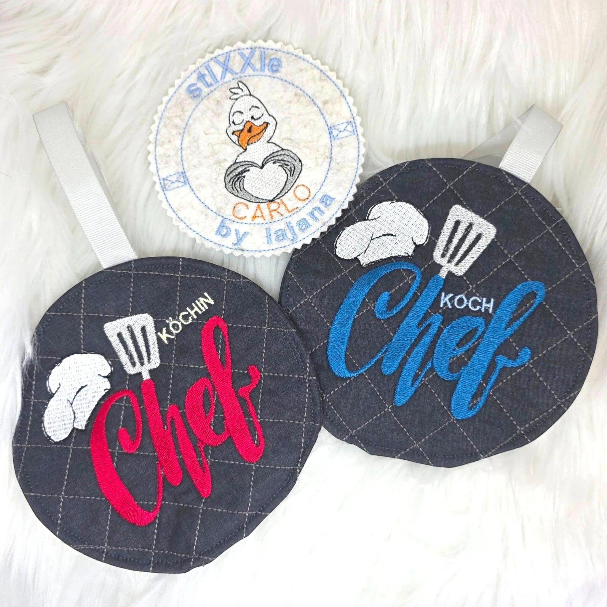 ITH Stickdatei Topfi Schneemann und Blanko rund