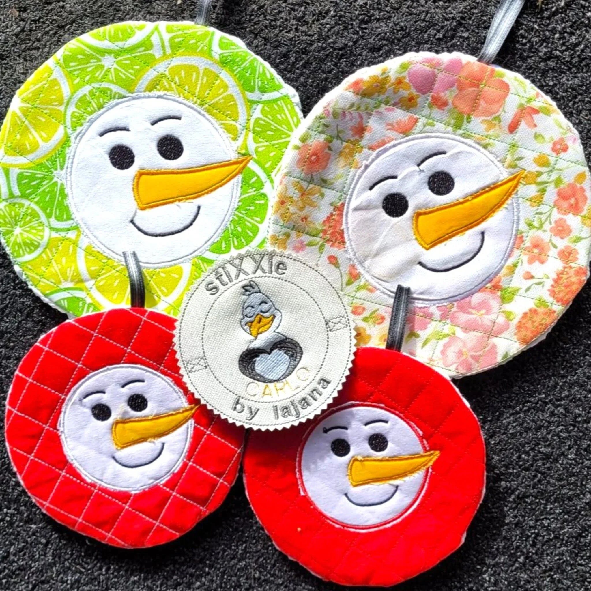 ITH Stickdatei Topfi Schneemann und Blanko rund