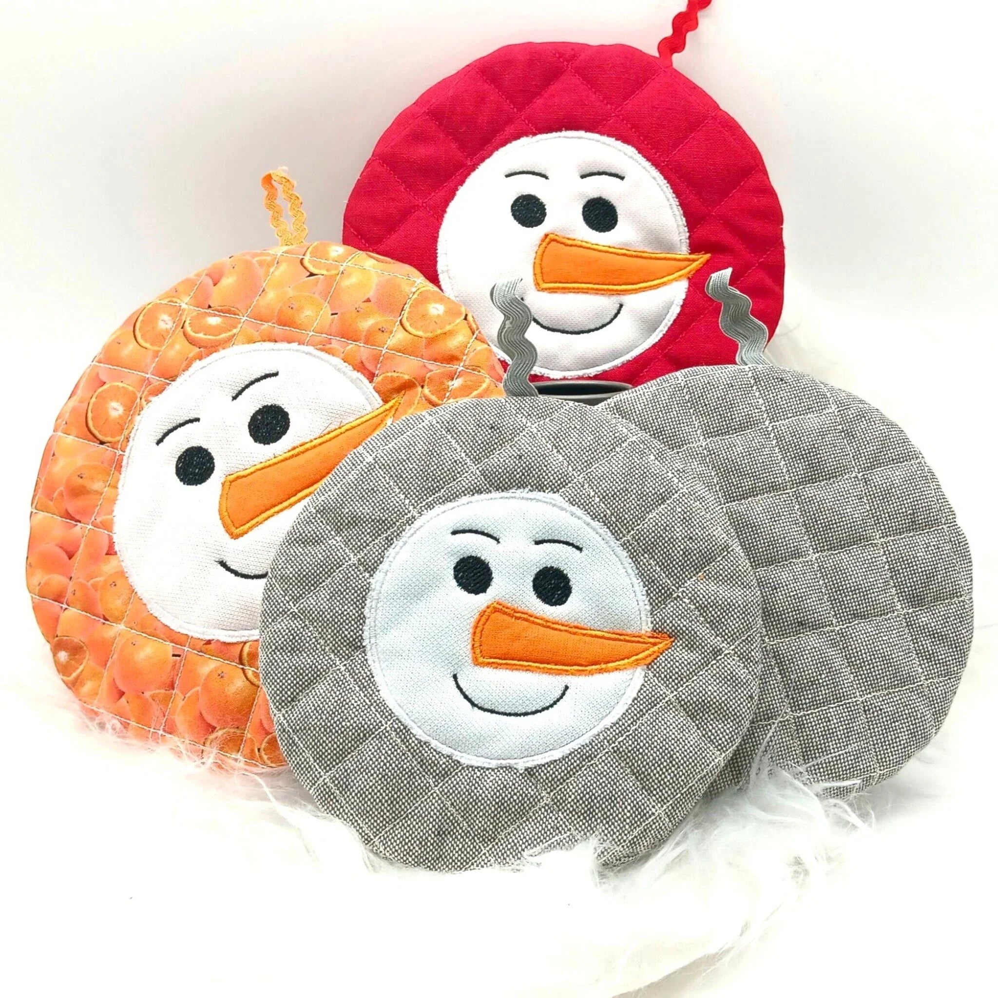 ITH Stickdatei Topfi Schneemann und Blanko rund
