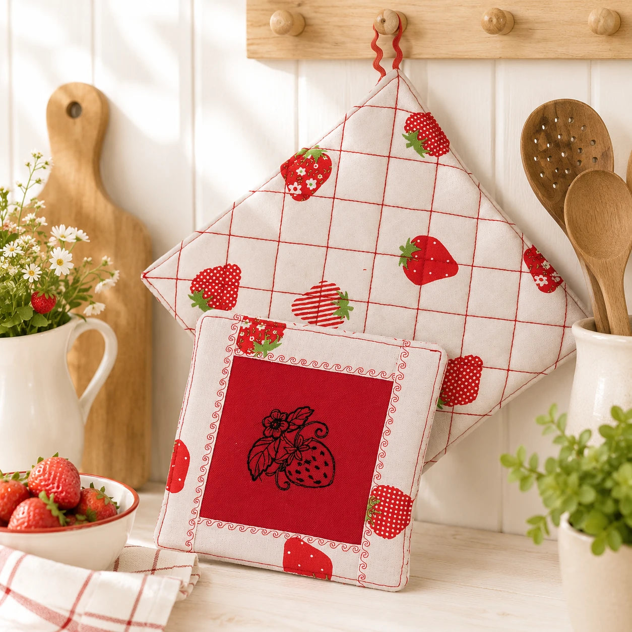ITH Stickdatei Topflappen Patchwork 🧵🍀 – 2 Größen | In-the-Hoop