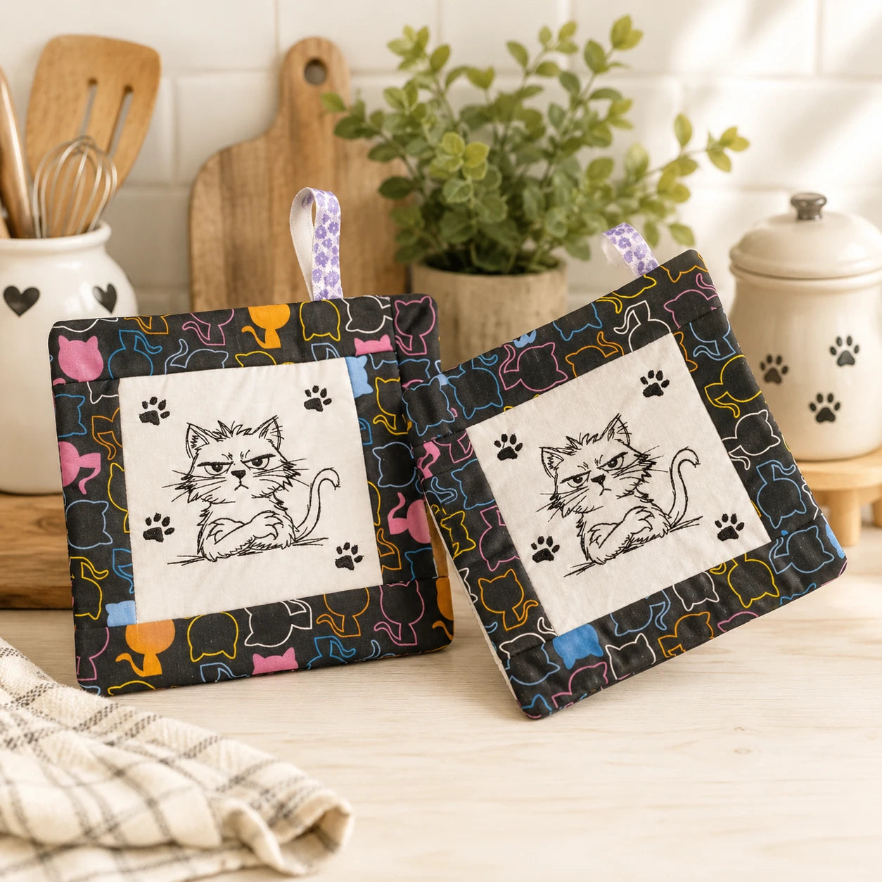 ITH Stickdatei Topflappen Patchwork 🧵🍀 – 2 Größen | In-the-Hoop