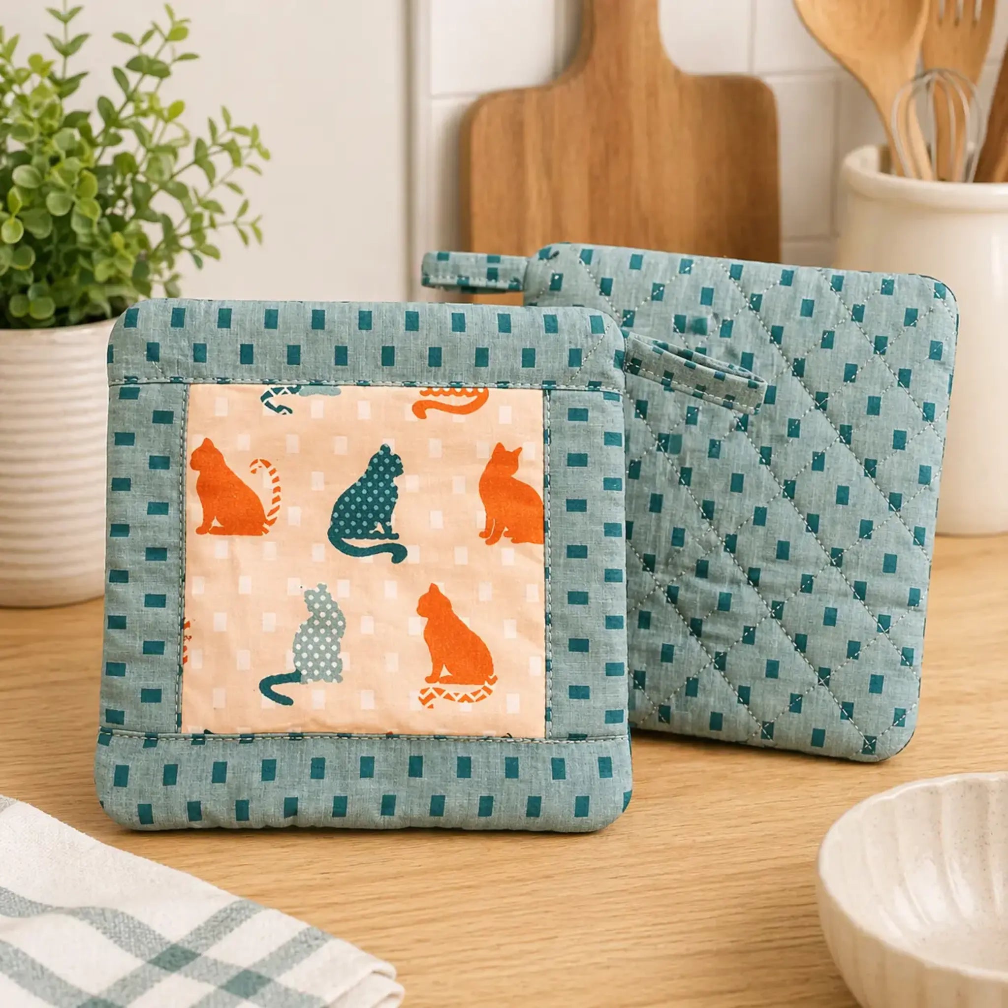 ITH Stickdatei Topflappen Patchwork 🧵🍀 – 2 Größen | In-the-Hoop