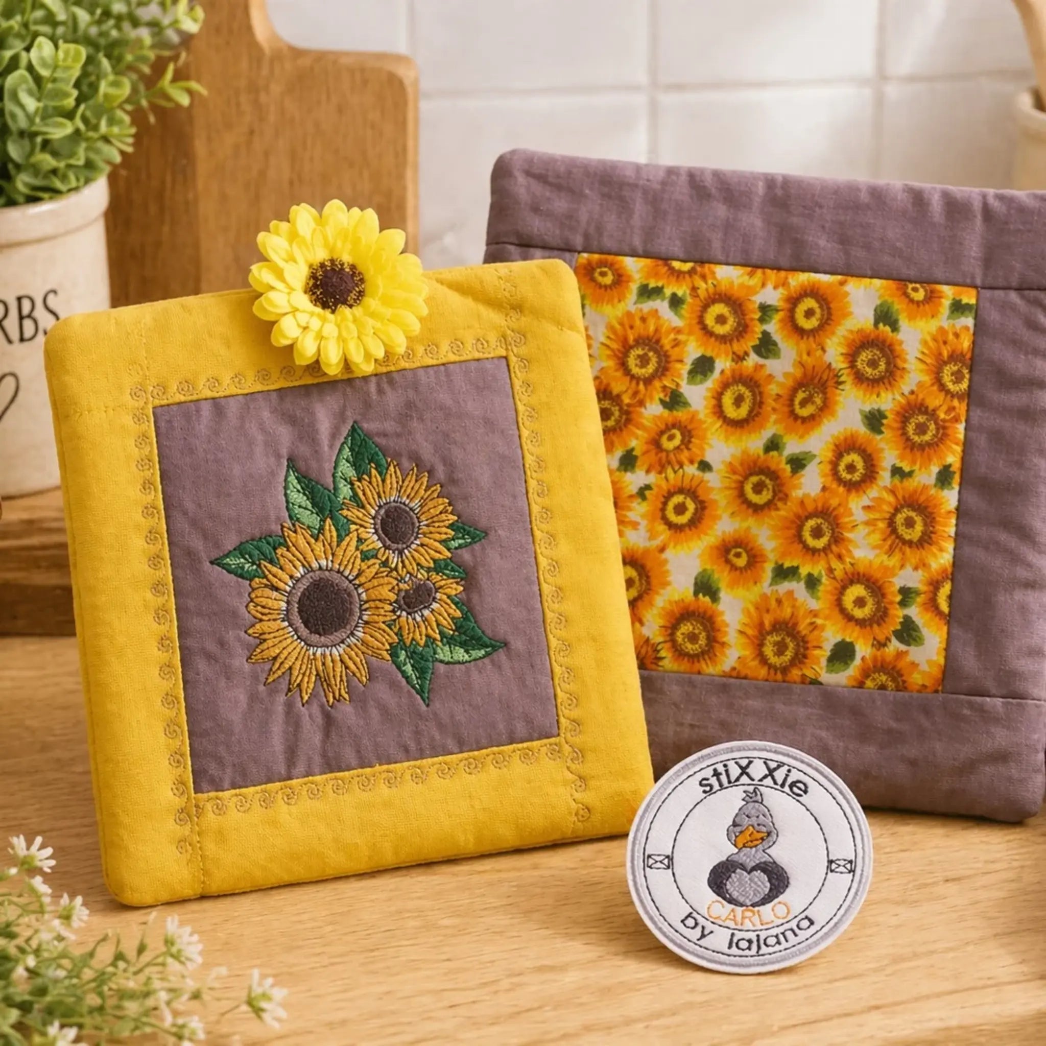 ITH Stickdatei Topflappen Patchwork 🧵🍀 – 2 Größen | In-the-Hoop
