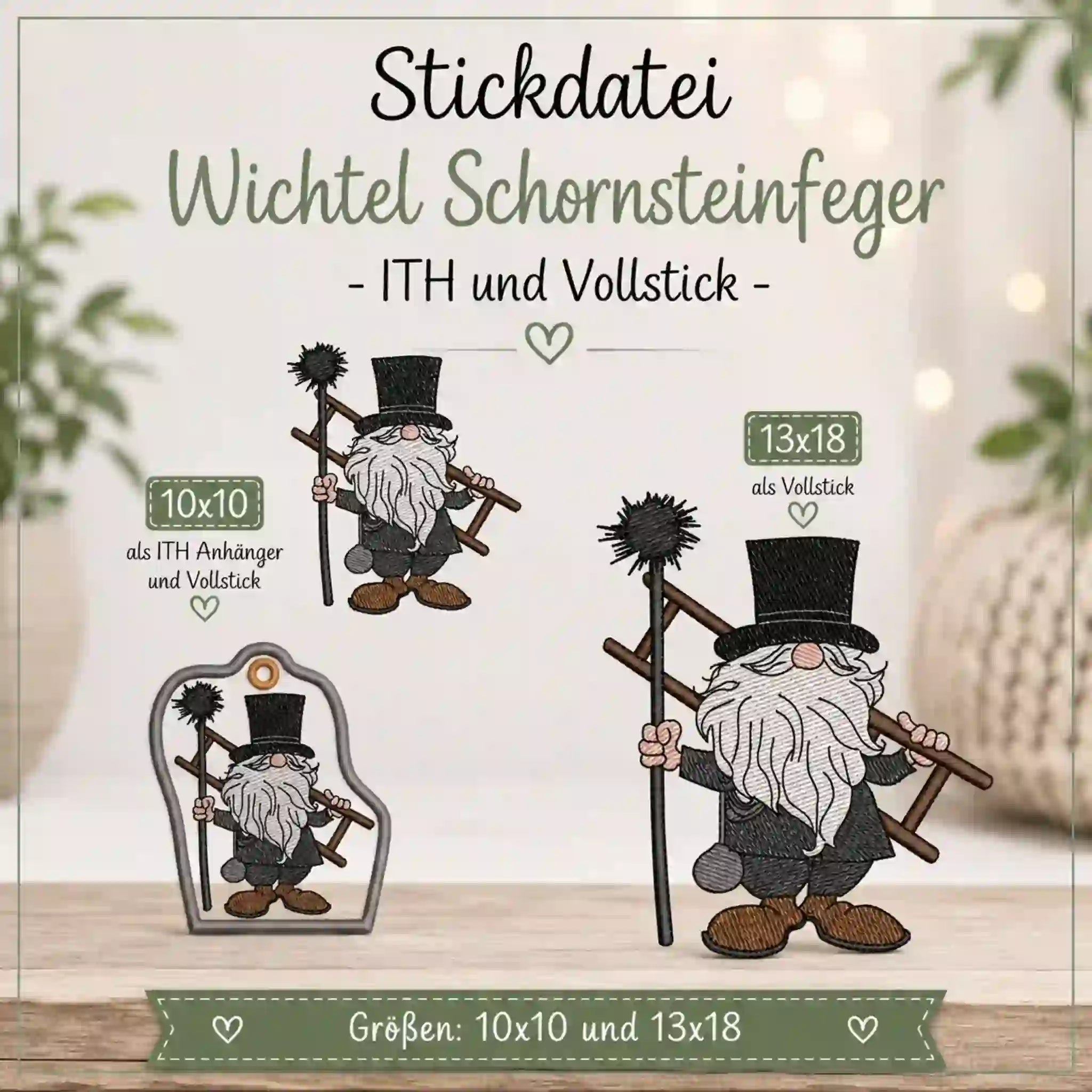 ITH Stickdatei Wichtel Schornsteinfeger