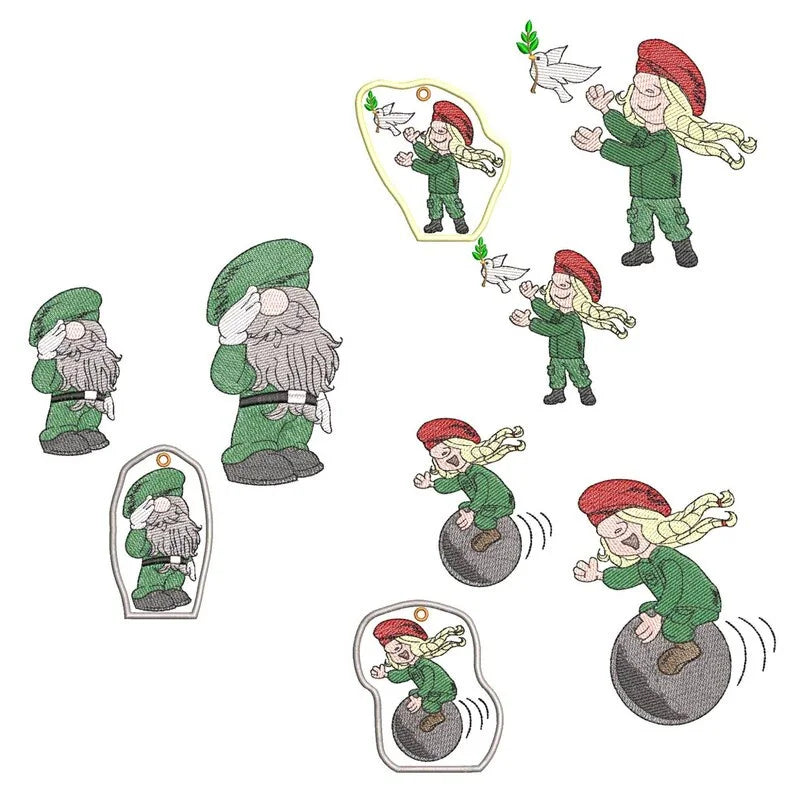 ITH Stickdatei Wichtel und Wichteline Soldat