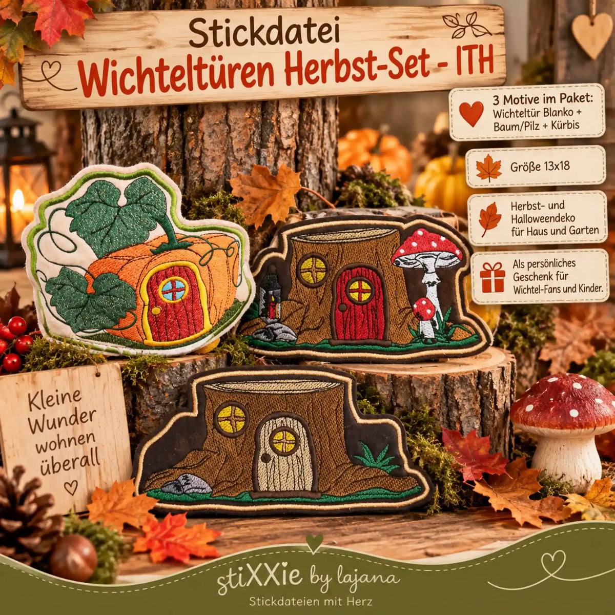 ITH Stickdatei Wichteltüren Herbst
