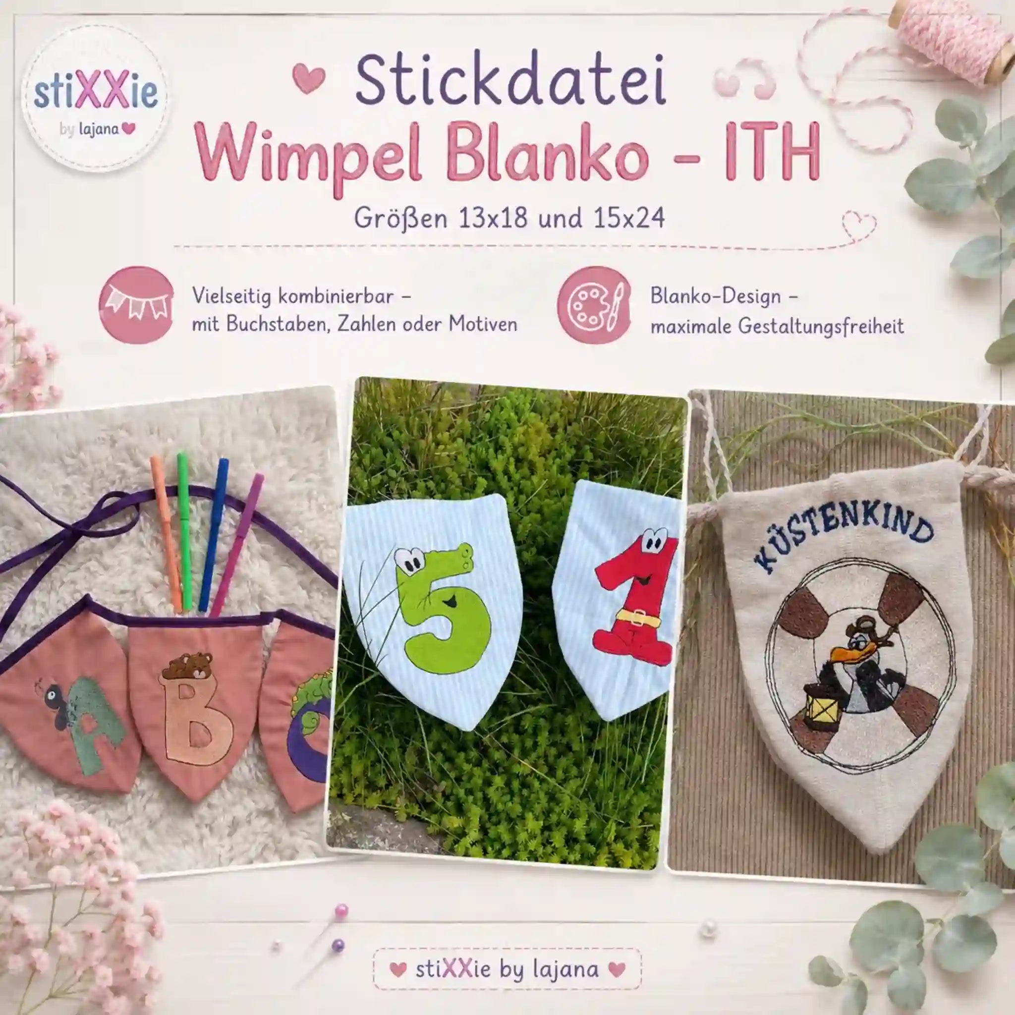 ITH Stickdatei Wimpel