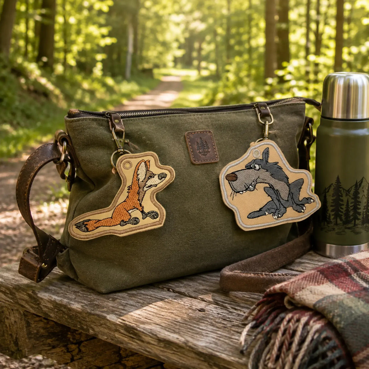 ITH Stickdatei Wolf und Coyote mit Sprüchen